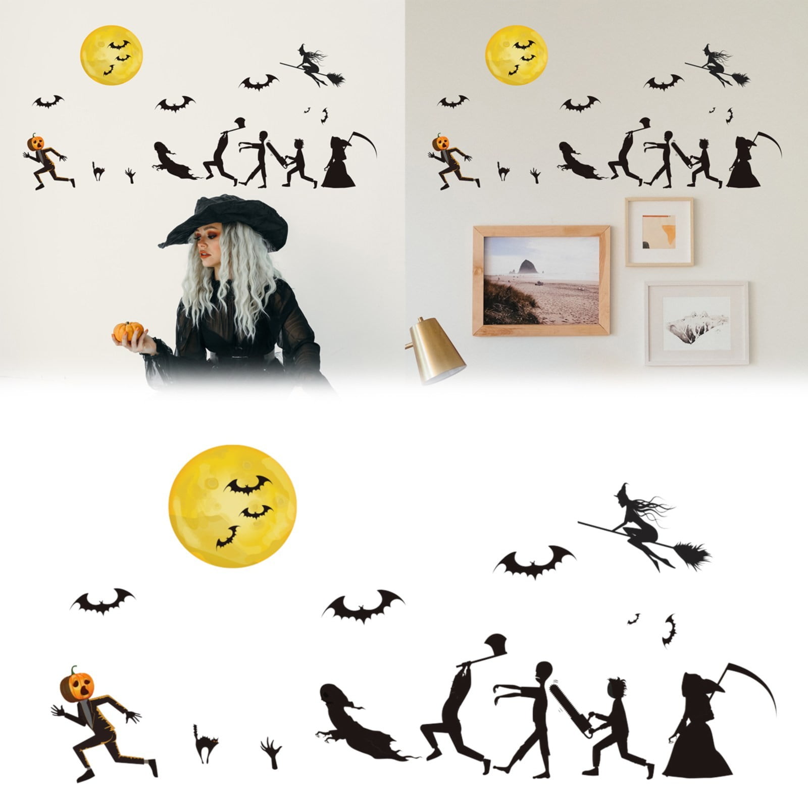 SWFSZGL Halloween Funny and Terrifying Wall Stickers Display Glass