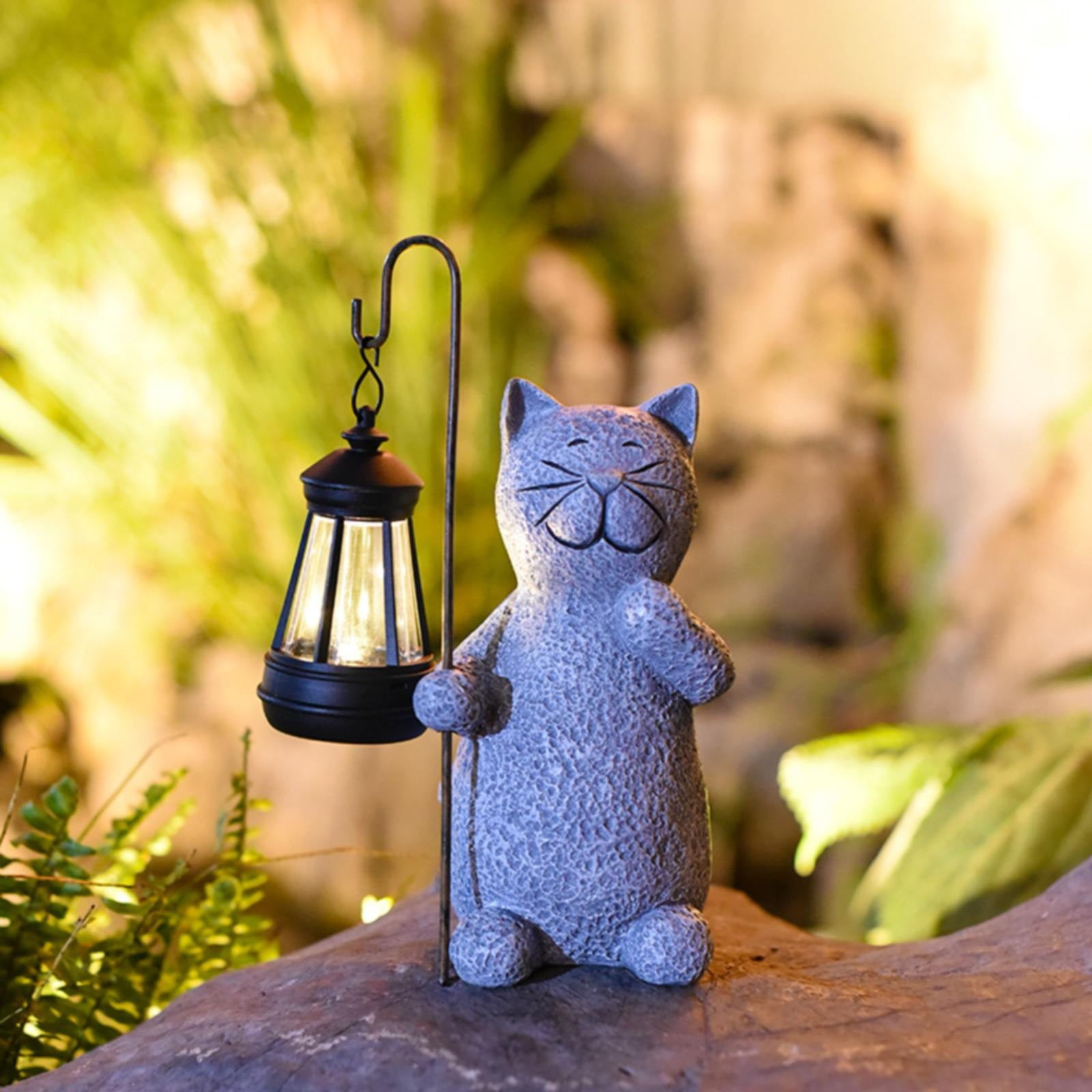 SWFSZGL Solar Garden Statue Cat Figurine Garden Art with Solar Loving