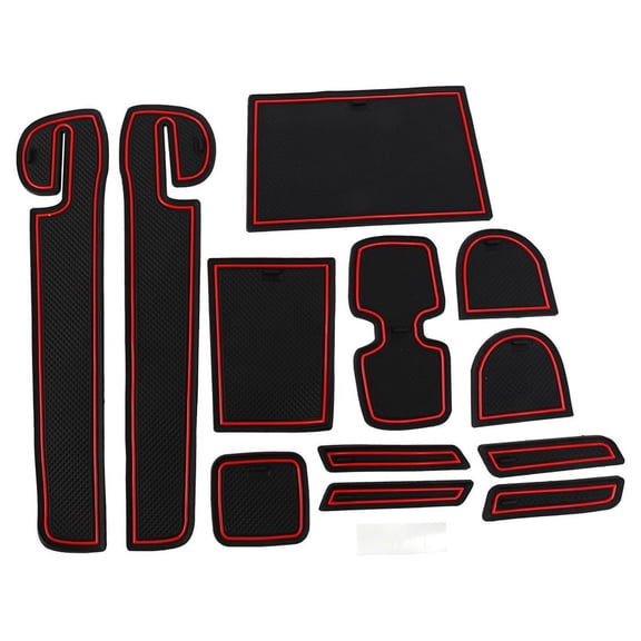 For SWIFT 2018 12Pcs Anti-Slip Non-Slip Rubber Decorative Cup Holder Sticker Gate Slot Pad Door Groove Mat - Red,1 * Set of Non-slip Mats(12PCS),black & red