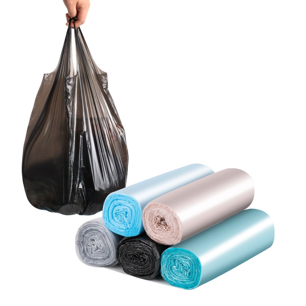 6 Rolls Colored Drawstring Garbage Bags Portable Rubbish Bag Recycling Liners Plastic Refuse Sacks (15pcs/Roll, Mixed Color), Size: Large