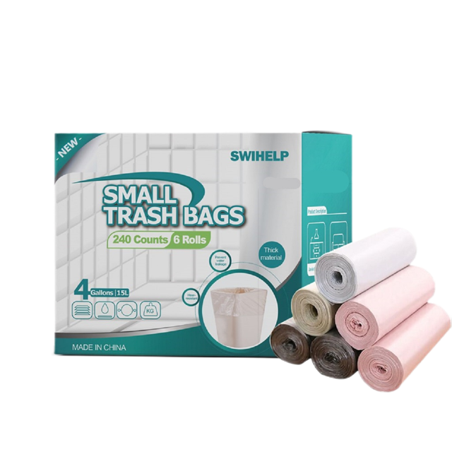 SWIHELP Small Trash Bag 4 Gallon 240 Count Garbage Bag Kitchen Bathroom