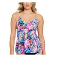 thumbnail image 1 of SWIM SOLUTIONS Women's Multi Color Printed Lined Stretch Deep V Neck Adjustable Underwire Tankini Swimsuit Top 8, 1 of 2