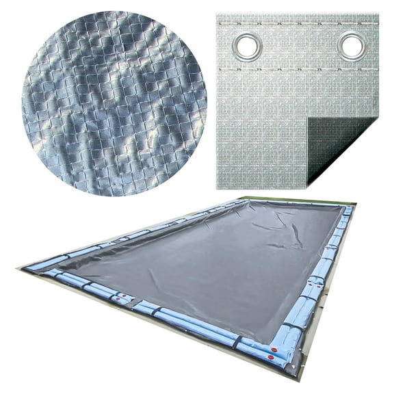 SWIMLINE HYDROTOOLS Silver King Heavy Duty Winter Pool Cover For Inground Swimming Pools | For 25 X 45 FT Rectangle Pools | 30 X 50 FT Cover Size | Silver / Black | Water Tube Sleeves | CO143050R