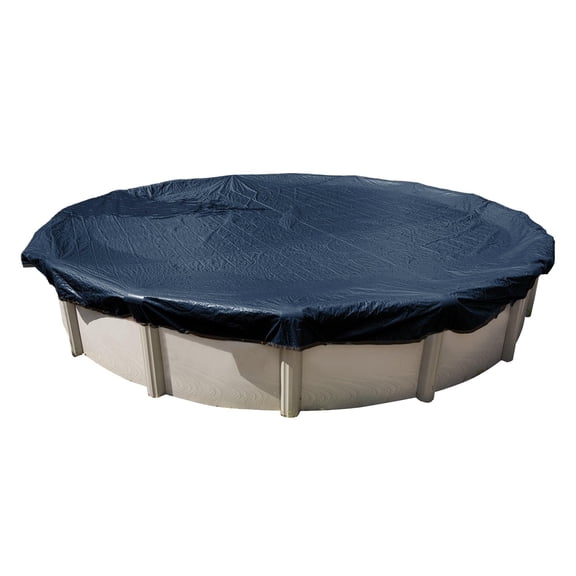 SWIMLINE HYDROTOOLS Super Guard Winter Pool Cover for Above Ground Swimming Pools for 24 FT Round Pools 28 FT Cover Size Blue/Black Winch & Cable Included PCO828