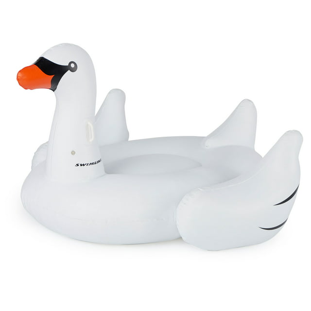 SWIMLINE ORIGINAL 90621 Giant Inflatable Swan Pool Float Floatie Ride-On Lounge W/ Stable Legs Wings Large Rideable Blow Up Summer Beach Swimming Party Lounge Big Raft Tube Decoration Toys Kids Adults