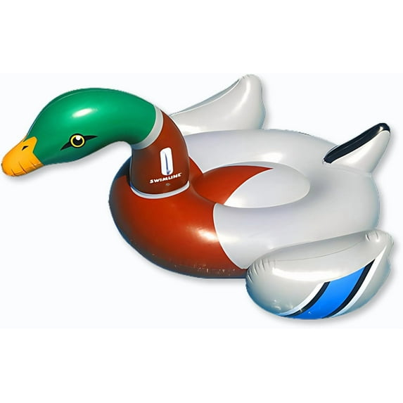 SWIMLINE ORIGINAL Giant Inflatable Swan Pool Float Floatie Ride-On Lounge W/ Stable Legs Wings Large Rideable Blow Up Summer Beach Swimming Party Lounge Big Raft Tube Decoration Toys Kids Adults