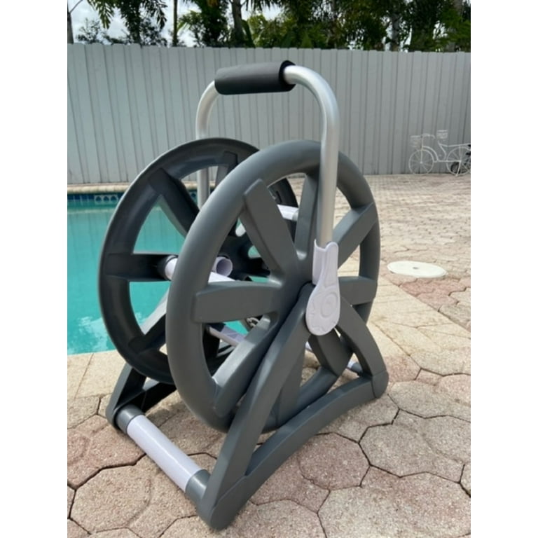SWIMMING POOL FLEX HOSE REEL WITH HANDLE W/OUT HOSE