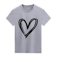 thumbnail image 1 of SWIMSHY Heart Pattern Printed Unisex Round Neck Trendy Comfortable T-shirt Graphic Short Sleeve Cotton Casual Tee LightGray, XL, 1 of 2