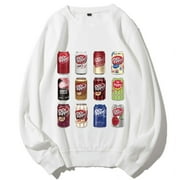 SWIMSHY Unisex Crewneck Sweatshirt Dr Pepper Soda Can T-Shirt Graphic Printed Leisure Shirt Long Sleeve Casual Pullover White, XXL
