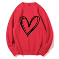 thumbnail image 1 of SWIMSHY Unisex Heart Pattern Printed Crewneck Casual Sweatshirt Fashion Graphic Printed Long Sleeved Pullover Loose Tops Red, L, 1 of 4