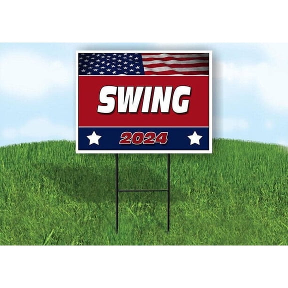 SWING FLAG RED 2024 18inx24in Yard Road Sign w/ Stand