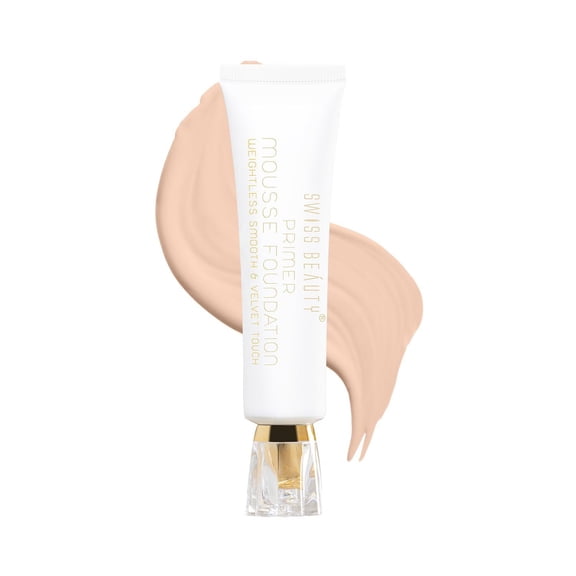 SWISS BEAUTY Primer Mousse Foundation Weightless Smooth & Velvet Touch, Face MakeUp, Natural Beige, 30ml