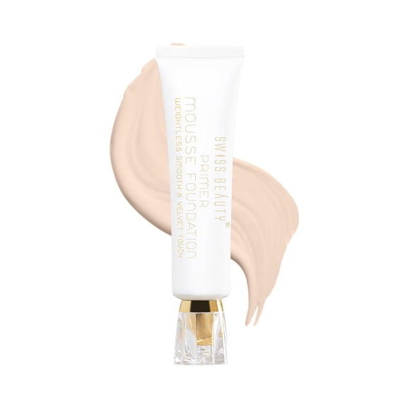 SWISS BEAUTY Primer Mousse Foundation Weightless Smooth & Velvet Touch, Face MakeUp, White Ivory, 30ml