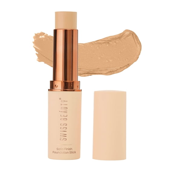 SWISS BEAUTY Satin Finish Panstick Foundation to Conceal & Cover, Buildable Coverage | Stick Foundation with Creamy Formula | For All Skin Types | Shade- Beige, 7gm
