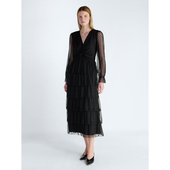 Scoop Women's and Women's Plus Ruffle Maxi Dress, Sizes XS-XXL
