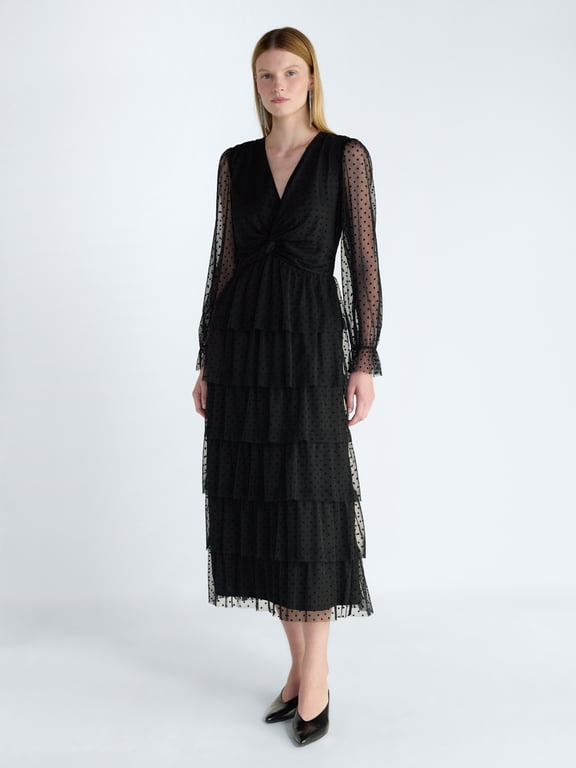 Women's and Women's Plus Ruffle Maxi Dress, Sizes XS-XXL