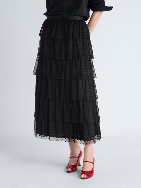 Women's Swiss Dot Maxi Skirt, Sizes XS-XXL