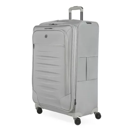 SWISS GEAR CHECKLITE SOFTSIDE CHECKED SUITCASE TEAR-RESISTANT 8 WHEELS - GRAY