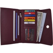 SWISS MARSHAL Ladies RFID Blocking Genuine Leather Long Clutch Credit Card ID Wallet Burgundy