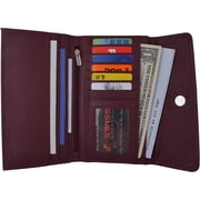 SWISS MARSHAL Ladies RFID Blocking Genuine Leather Long Clutch Credit Card ID Wallet Burgundy