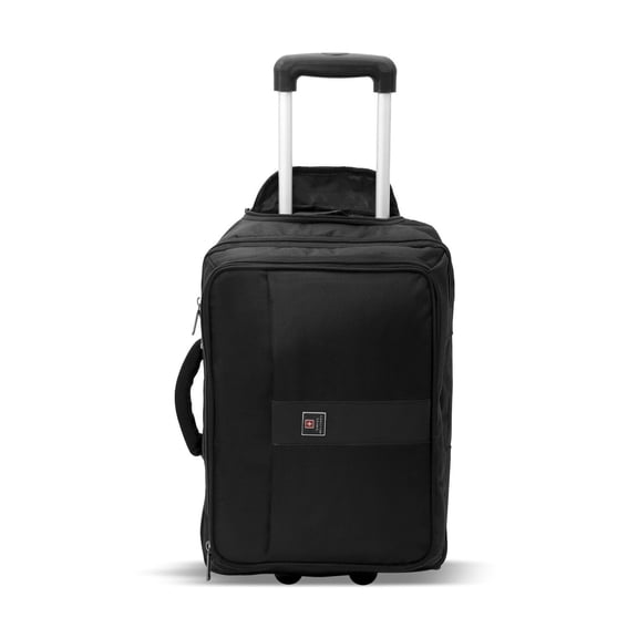 SWISS MILITARY Valise LTB5A 28L Trolley Briefcase Cum Laptop Backpack | Travel Bag with Rain Cover, Laptop Compartment Trolley Wheels | Black Office Cabin Bag for Men | Convertible Durable Design