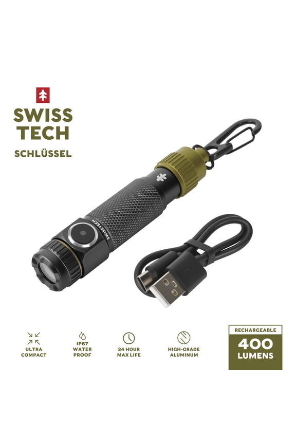 Schlussel 400 Lumens Mini Rechargeable Keychain Flashlight, Black