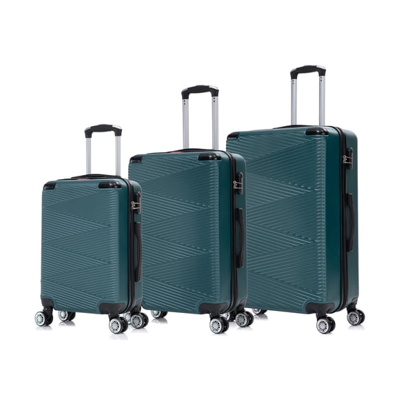 Swiss Traveller Verossa Hardside Spinner Luggage Set, 20/24/28 inch Metallic Green