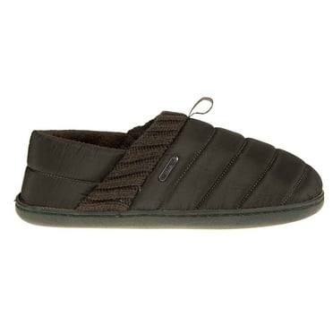 SWISSBRAND Men's Soft and Comfortable Puffer Nylon Slipper with Knit Collar - Men's Indoor/Outdoor Slipper, Olive, 7