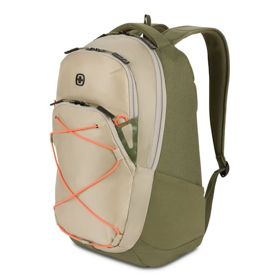 SWISSGEAR Bungee Pro 16” Laptop Backpack, for Men/Women, School/Office, Beige/Olive Green