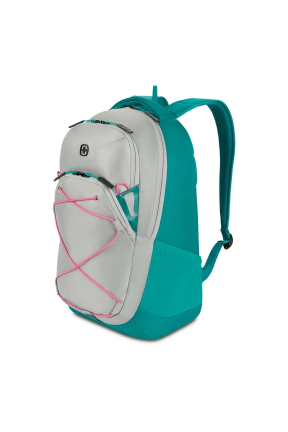 Bungee Pro 16” Laptop Backpack, for Men/Women, School/Office, Teal/Grey/Pink