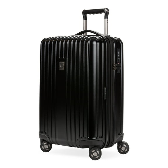 SWISSGEAR Ridge Hardside Expandable Carry-On Luggage with Spinner Wheels, TSA Lock and USB, Black