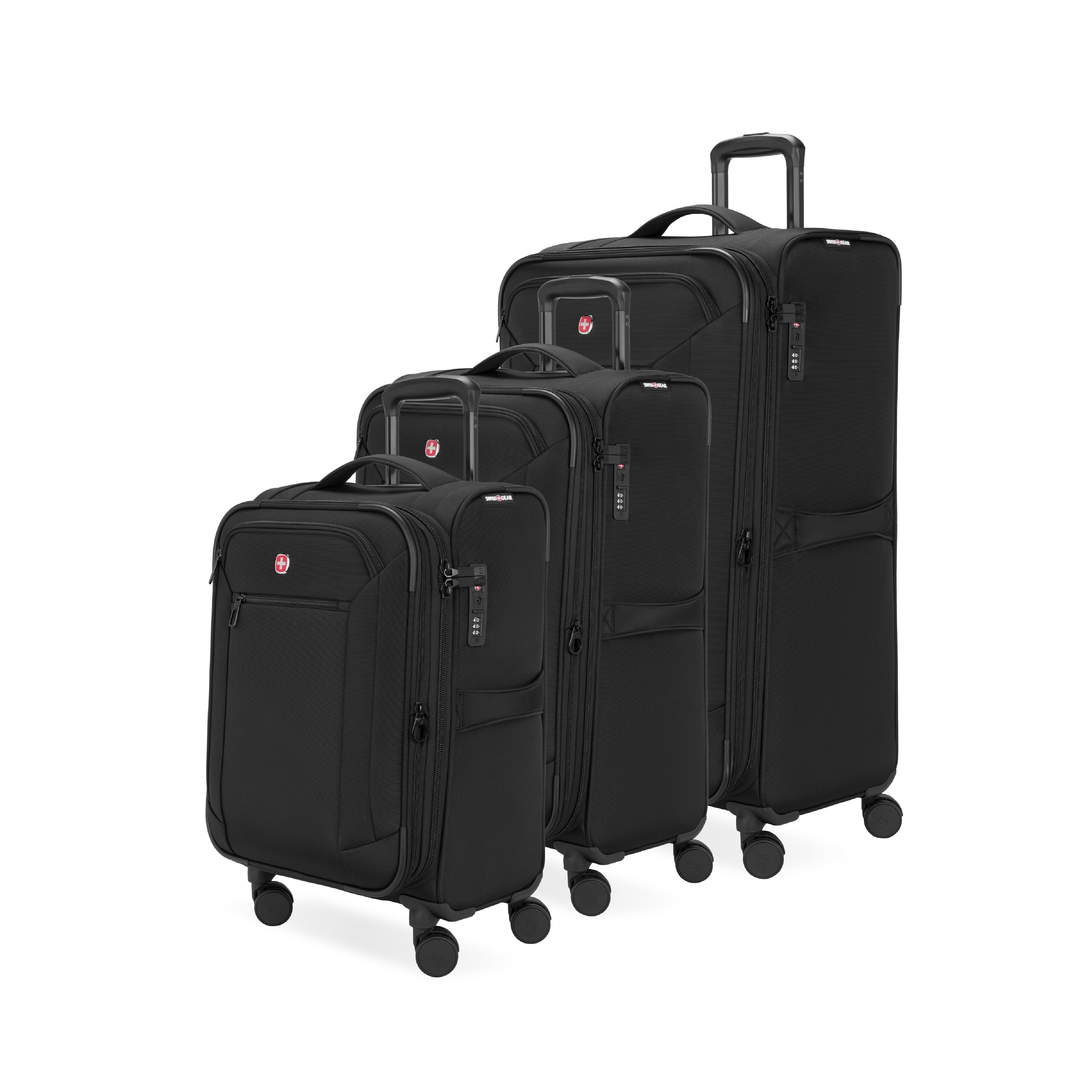 SWISSGEAR Stride 3-Piece Expandable Spinner Luggage Set in Black