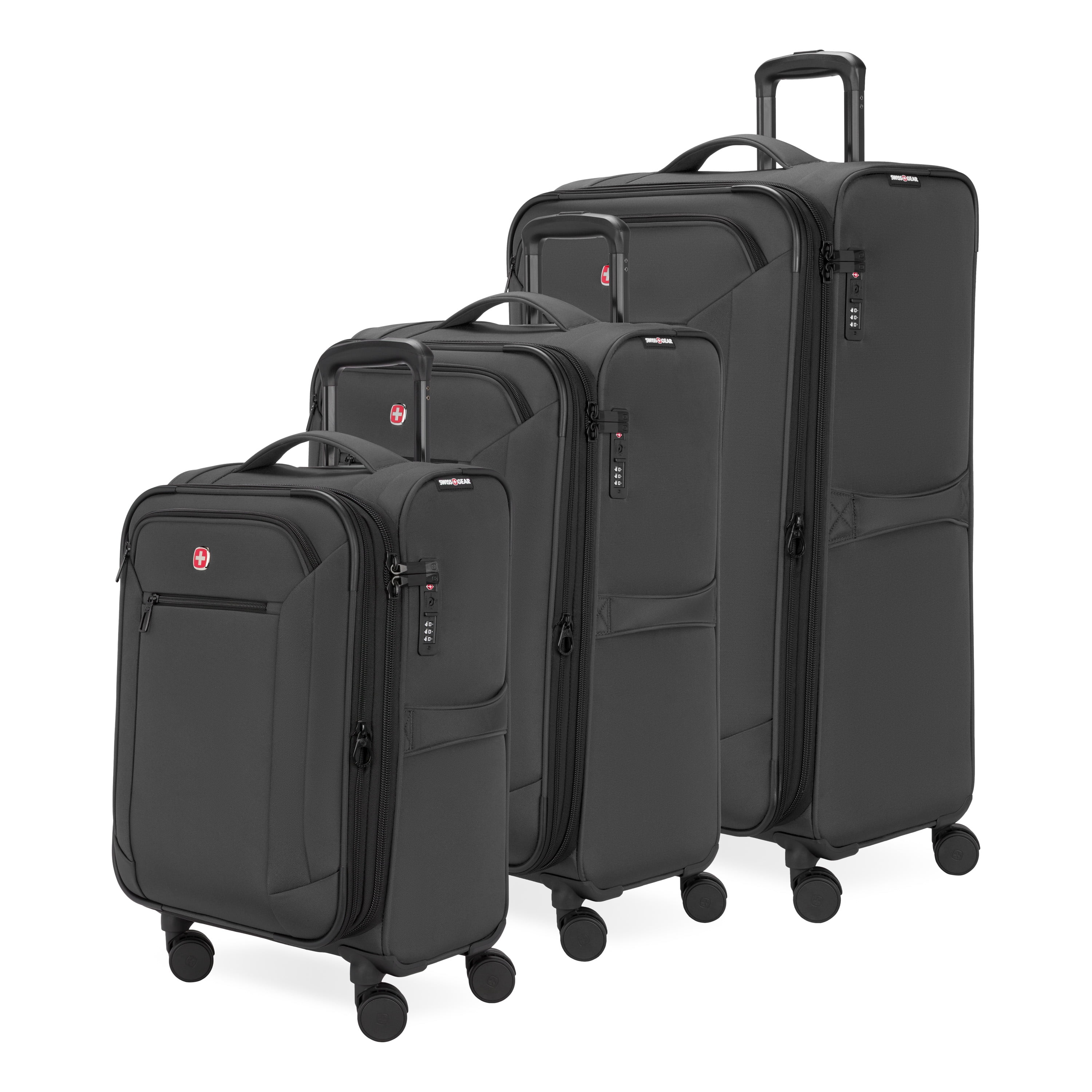 SWISSGEAR Stride 3-Piece Expandable Spinner Luggage Set in Black