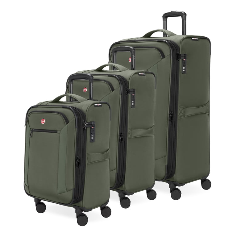 SWISSGEAR Stride 3-Piece Expandable Spinner Luggage Set, Olive