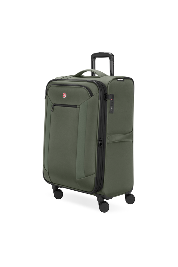 Stride Expandable Carry-On Spinner Luggage, Olive Green, 8 Wheels and Built-in TSA Lock