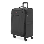 SWISSGEAR Stride Expandable Medium Checked Spinner Luggage, Dark Gray, 8 Wheels & Built-in TSA Lock