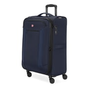 SWISSGEAR Stride Expandable Medium Checked Spinner Luggage, Peacoat Blue, 8 Wheels & Built-in TSA Lock