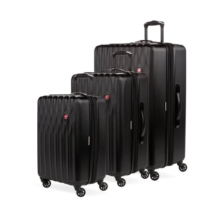 SWISSGEAR Wave Hardside Expandable 3-Piece Luggage Set with Spinner Wheels, Black