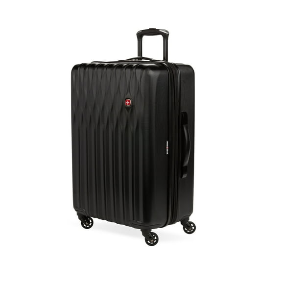 SWISSGEAR Wave Hardside Expandable Medium Checked Luggage with Spinner Wheels, Black