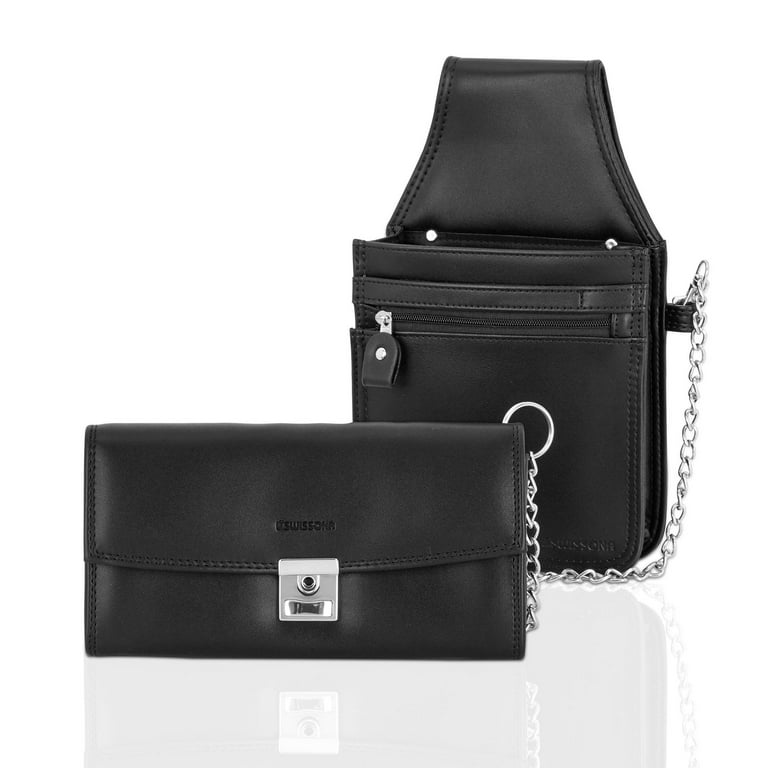 SWISSONA Server Pouch with Black Wallet Faux Leather Belt