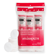 Swisspers 100% Ultra-Luxe Cotton Rounds, Soft & Strong, Lint-Free, 100% Pure Chlorine-Free Premium Cotton, Makeup Removal Rounds, Perfect for Skincare Routines, 300 Count