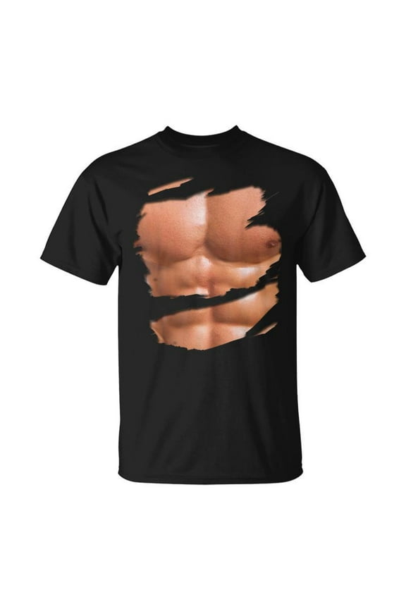 Fake Muscle Under Clothes Chest Six Pack Abs T-Shirt