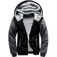 thumbnail image 1 of SPEEDRUN Hoodie Men Zip Up Sherpa Lined Hoodie Mens Gray Zip Up Fuzzy Jacket Winter Coats Black&Gray M, 1 of 7