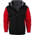 thumbnail image 1 of SPEEDRUN Hoodie Men Zip Up Sherpa Lined Hoodie Mens Gray Zip Up Fuzzy Jacket Winter Coats Black&Red 3XL, 1 of 5