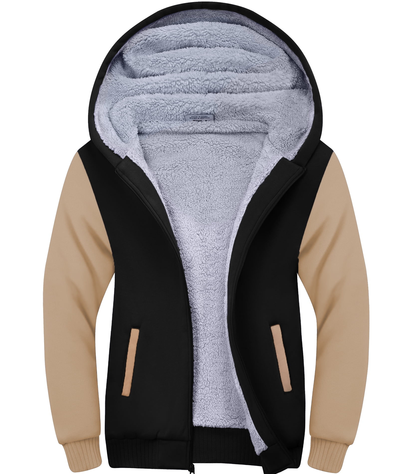 SPEEDRUN Hoodie Men Zip Up Sherpa Lined Hoodie Mens Gray Zip Up Fuzzy ...