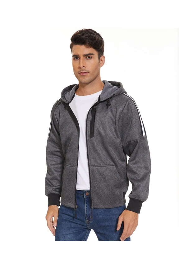 Hoodie Men Zip Up Sherpa Lined Hoodie Mens Gray Zip Up Fuzzy Jacket Winter Coats Gray L