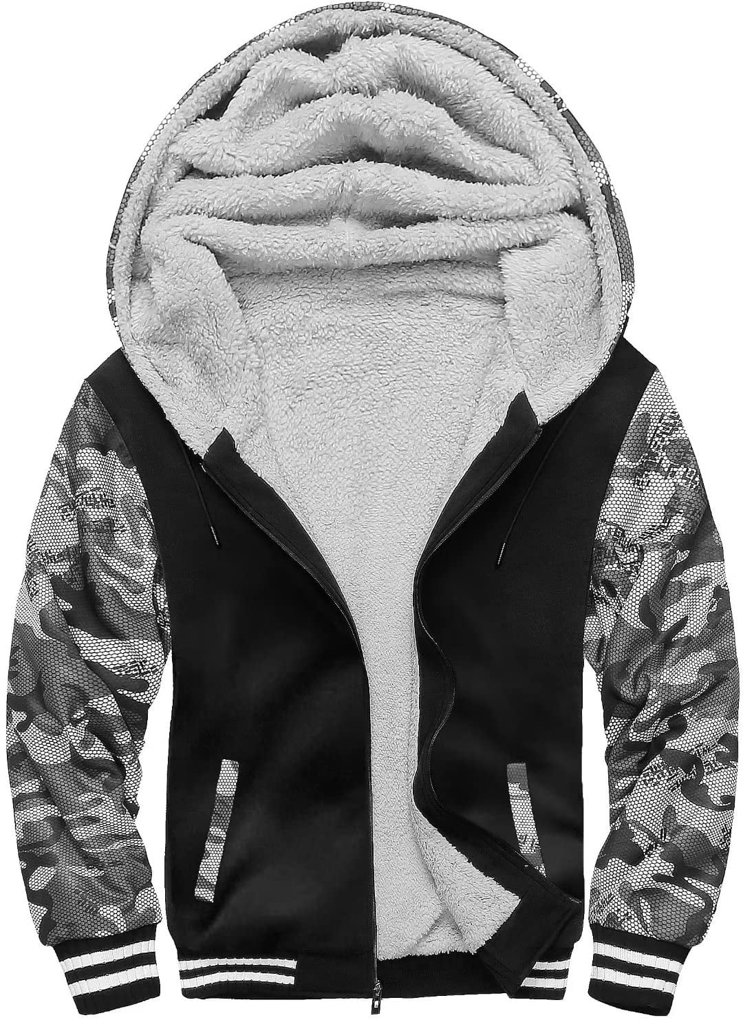 SWISSWELL Hoodies for Men Fleece Sherpa Lined Jacket Zip Up Sweatshirts ...