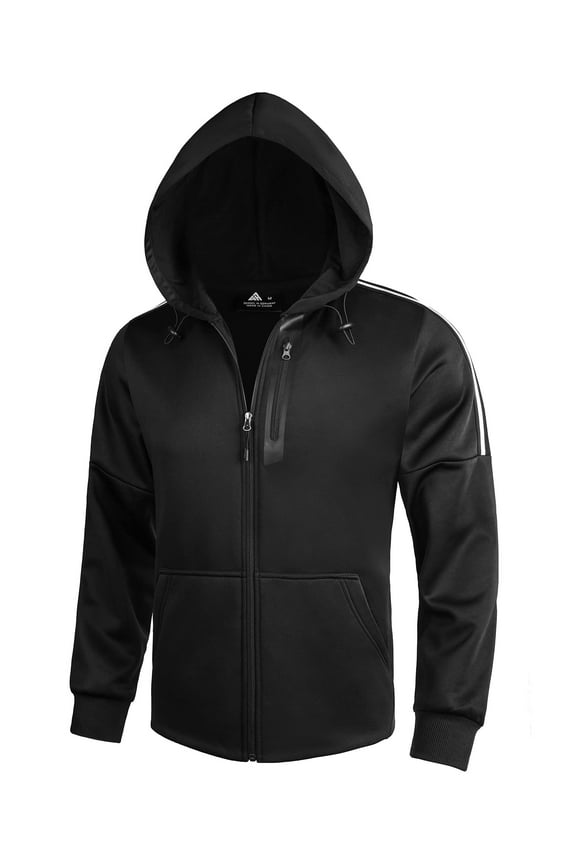 Hoodies for Men Zip Up Sweashirts Fleece Sherpa Lined Winter Wool Heavyweight Jacket Black L
