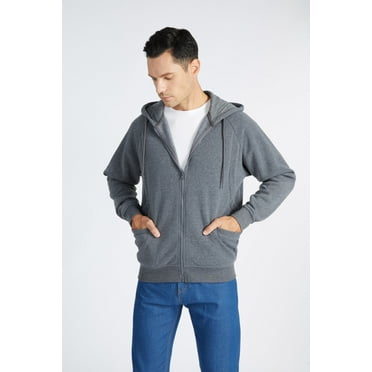 SWISSWELL Hoodies for Men Zip Up Sweashirts Fleece Sherpa Lined Winter Wool Heavyweight Jacket Dark Gray L