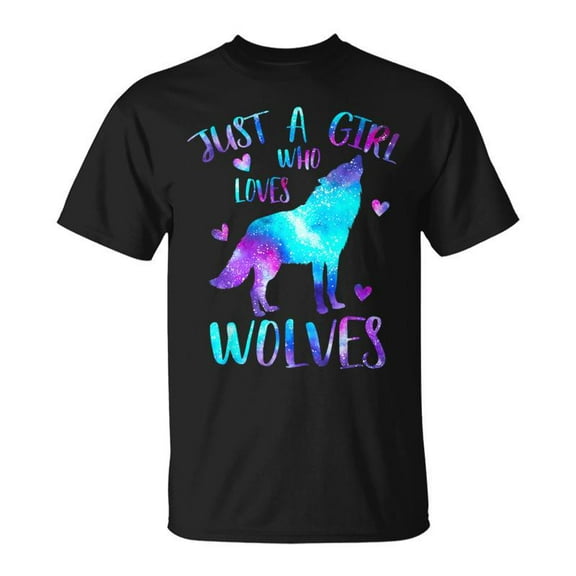 SPEEDRUN Just A Girl Who Loves Wolves Galaxy Space Cute Wolf Lover T-Shirt